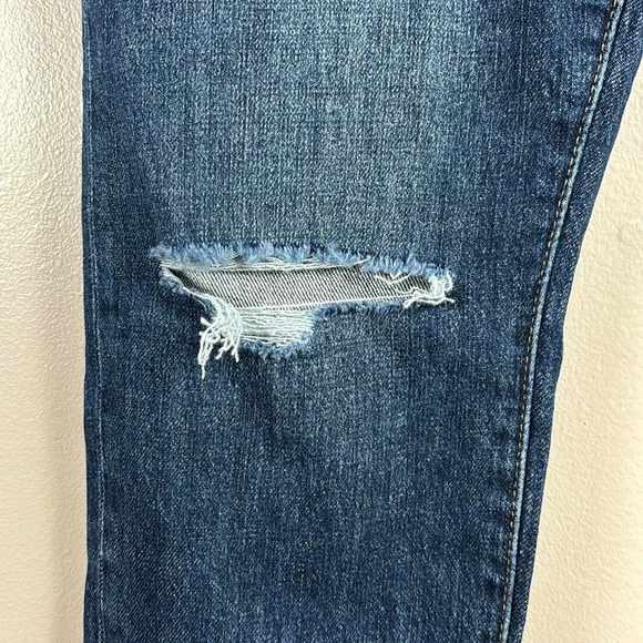 Pistola Straight Leg Distressed High Rise Dark Wash Denim Jeans - Picture 4 of 10